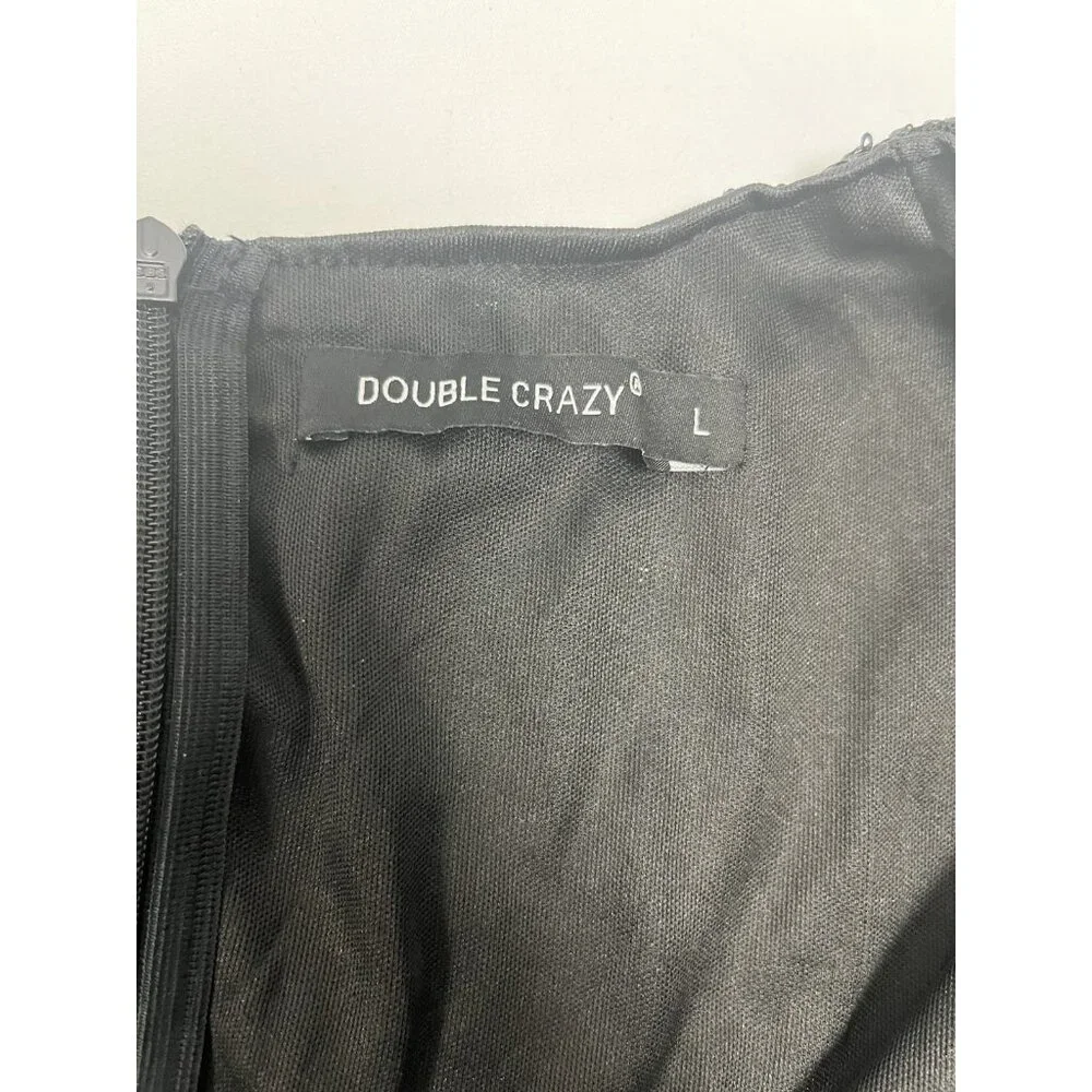 Sexy/Classy Double Crazy Black Sequin Long Sleeve Wrap Dress L 🤍 - Picture 8 of 8